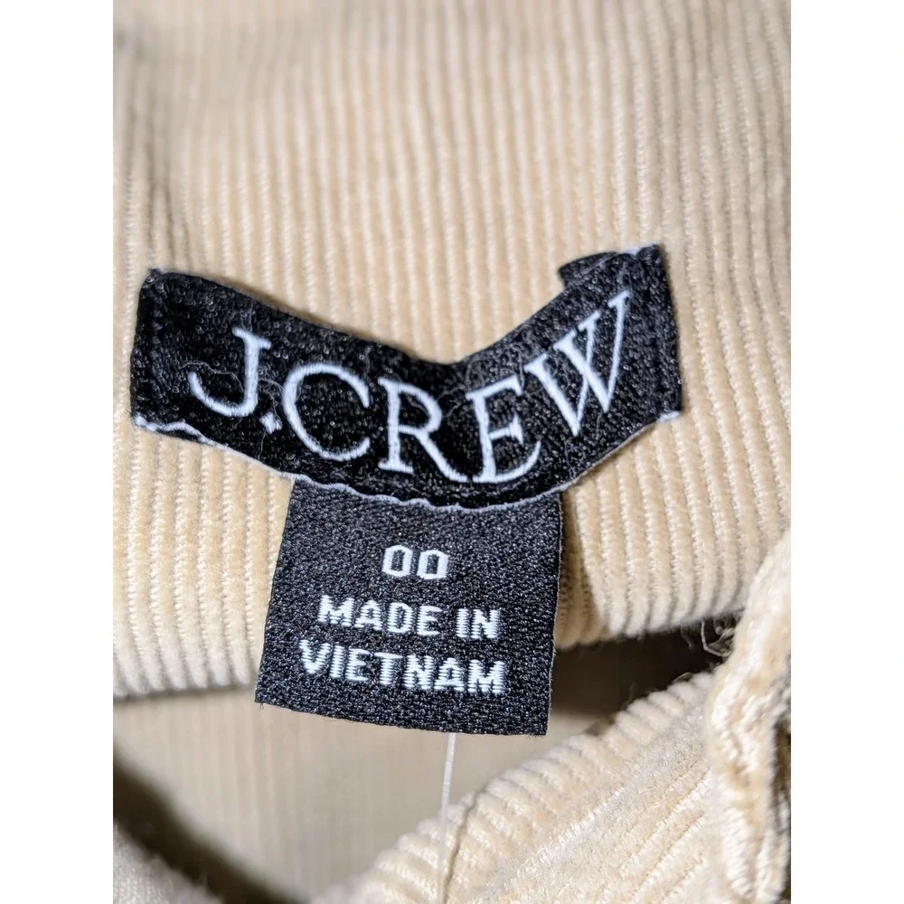 J. Crew Corduroy Western Shirt Tan Snap Button Long Sleeve Size 00 NWT $148 Flaw